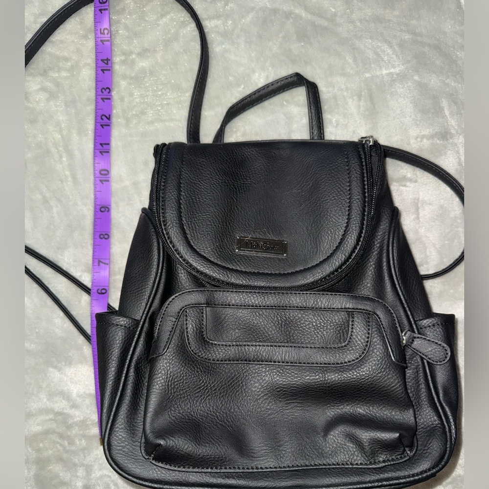 Black Leather Backpack - Picture 7 of 9